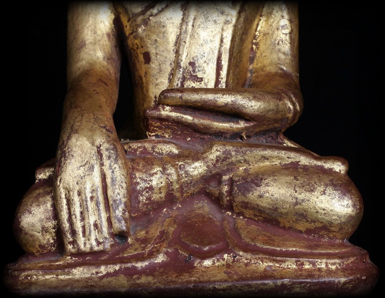 Extremely Rare 19C Wood Burma Madalay Buddha #A038